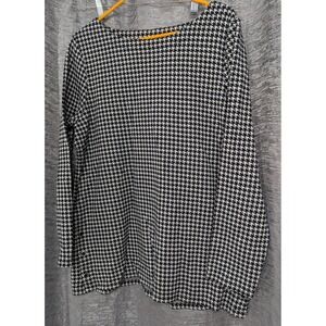 Talbots Women's Blouse XL‎ Black Gray Knit Long Sleeve Pullover Classic